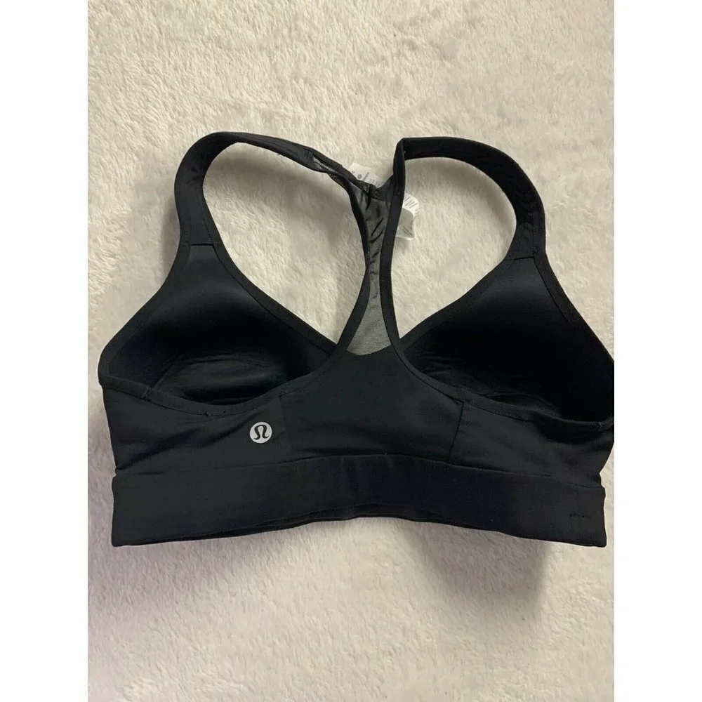 Lululemon Size 4 Speed Up Racerback Bra Black Solid Mesh Strap Detail